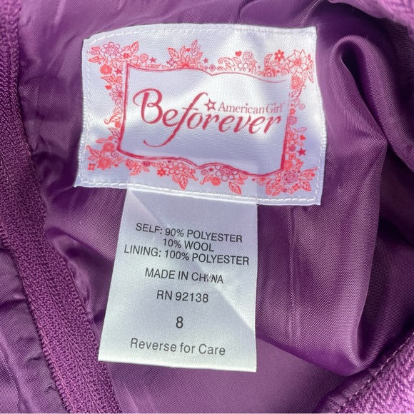 American Girl Beforever Rebecca Purple Plum Dress Size 8 - Picture 6 of 6